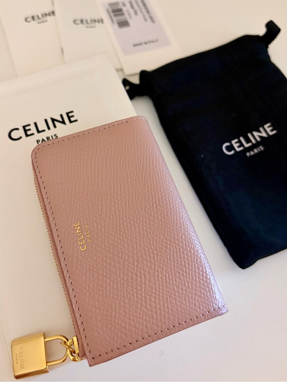 Authentic CELINE leather wallet with gold hardware-NEW